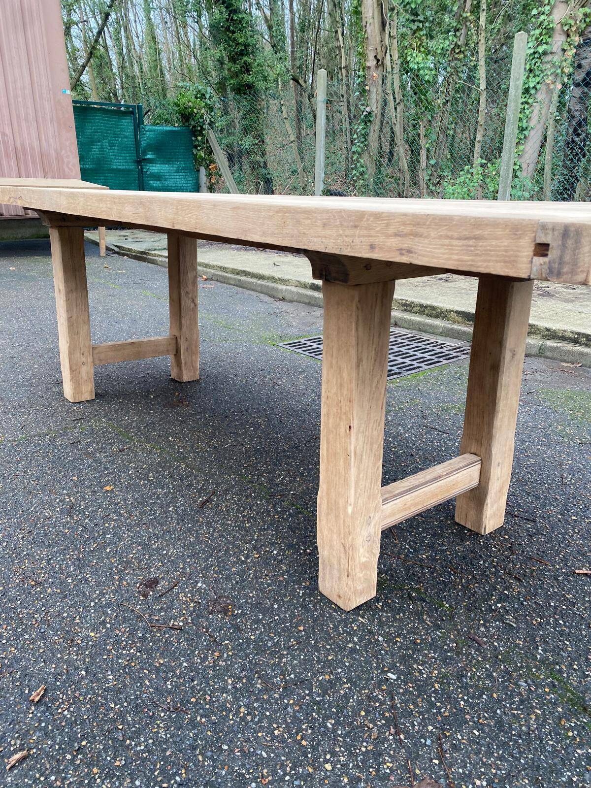 Renovated farmhouse table in solid oak from the 18th century, 240cm.
