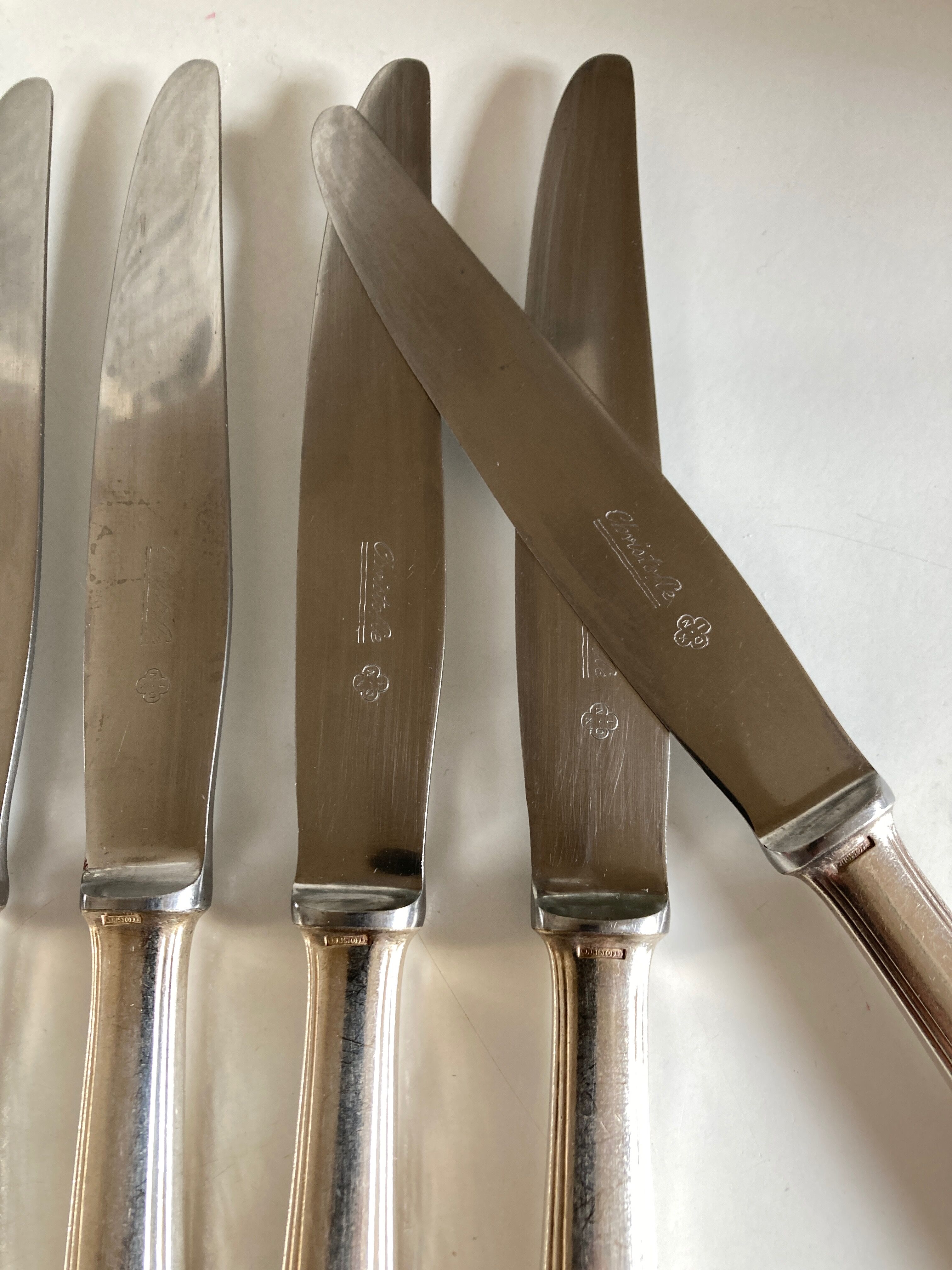 Set of 6 Christofle Boreal knives by Luc Lanel art deco