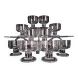 Set of 10 Art Deco crystal footed cups