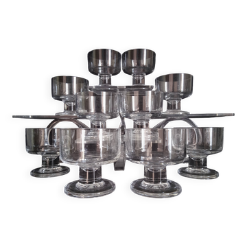 Set of 10 Art Deco crystal footed bowls.