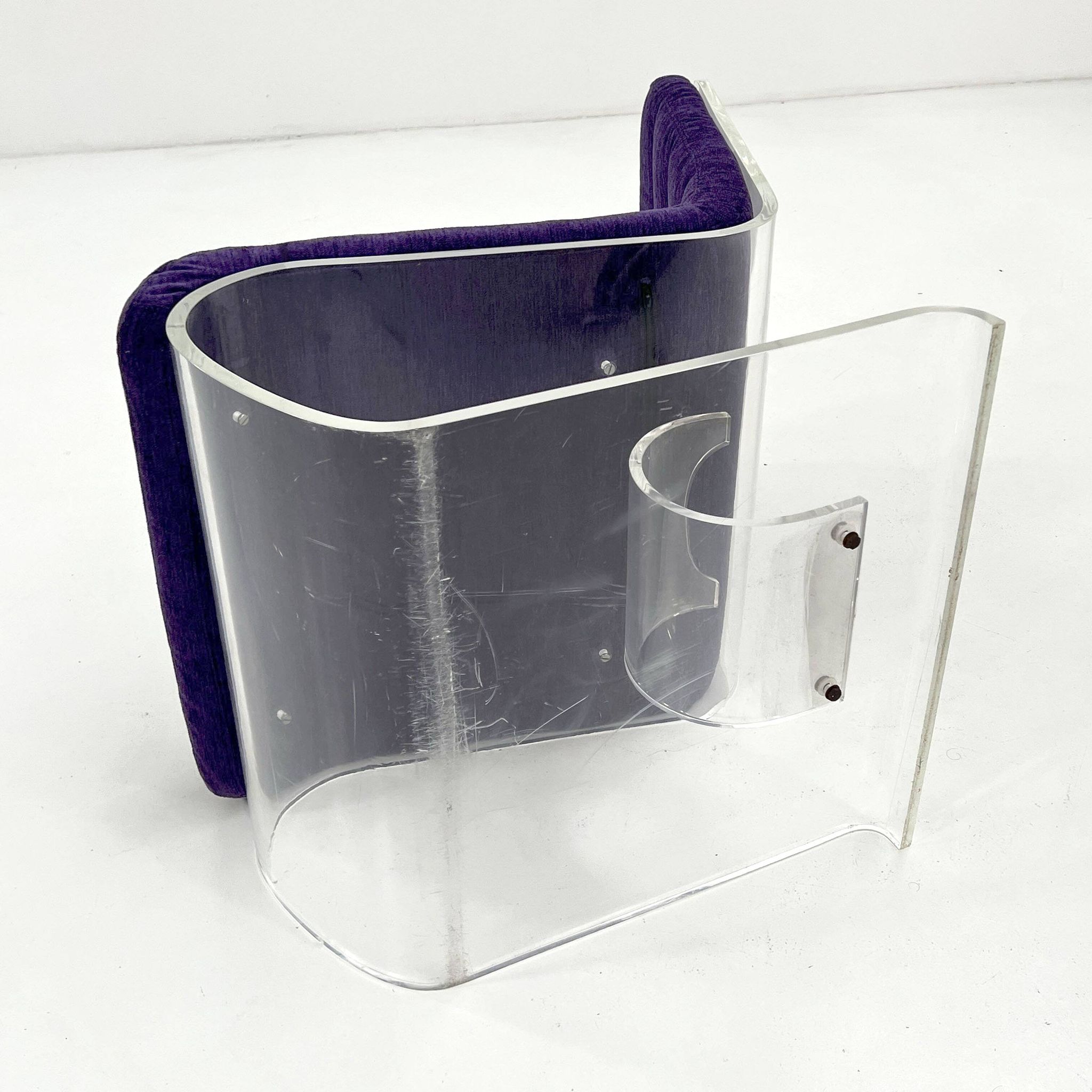 Fauteuil Space Age en plexiglas avec coussin mauve, 1970