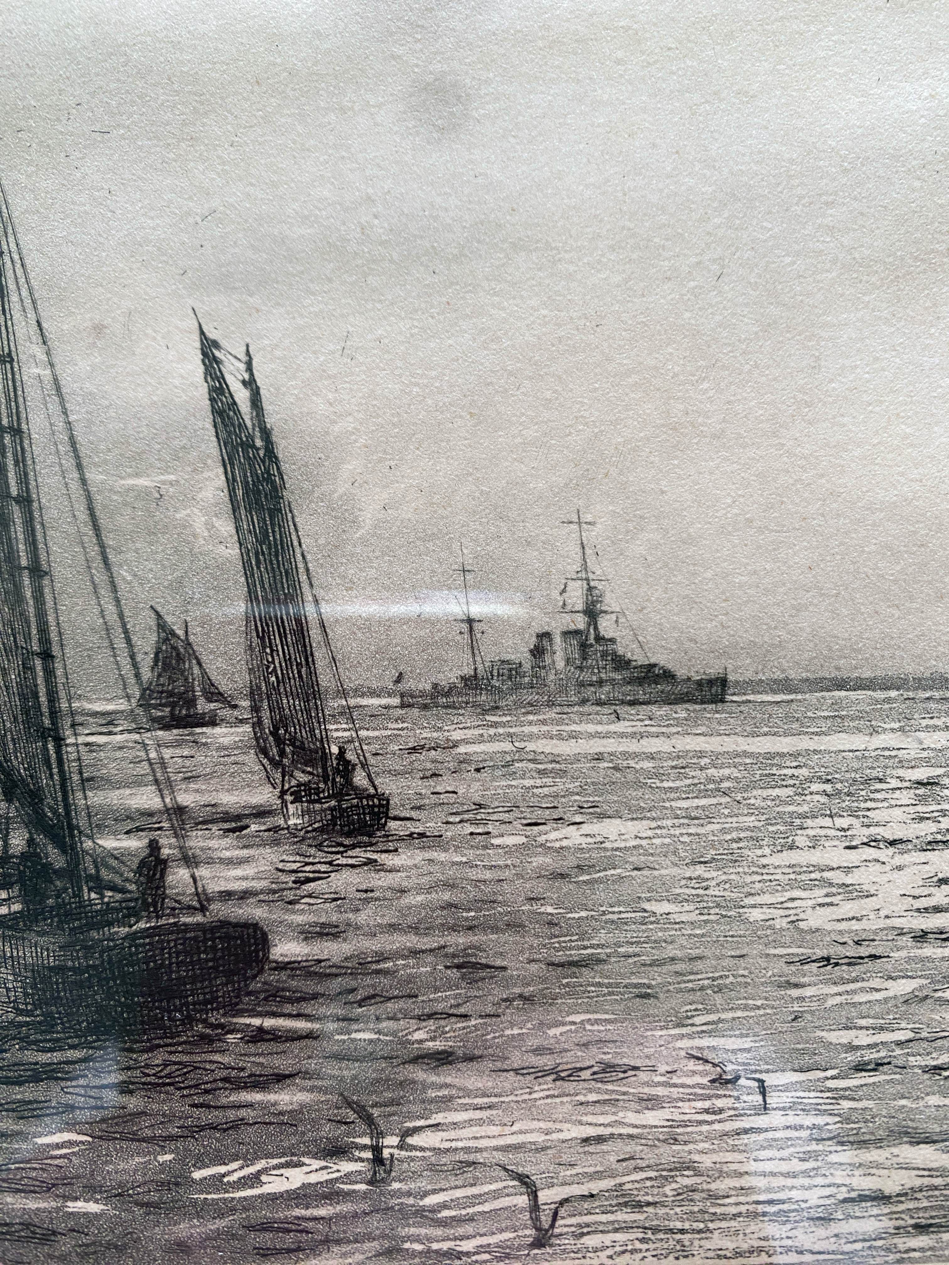 Original painting engraving Rowland Langmaid (1897/1956) "In the Path of the Sun"