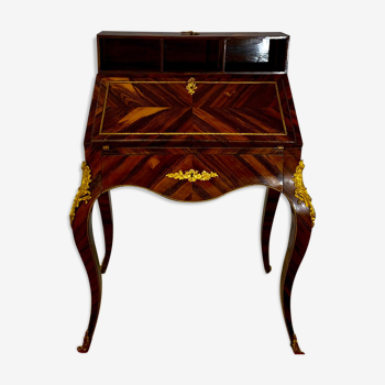 Slope desk LouisXV style, precious wood marquetry.
