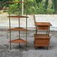 Mid-Century 4-Tier Corner Shelf in Solid Teak/Mahogany Brass 1960