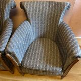 Pair of Art Deco style armchairs, refurbished. Upholstery fabric for armchairs.
