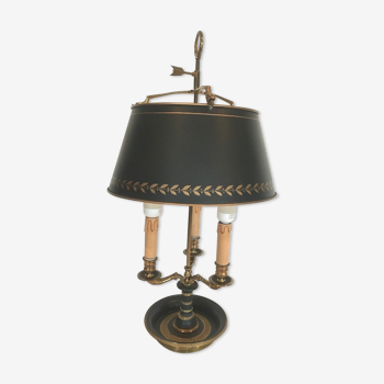 Lampe bouillotte en bronze et tole peinte