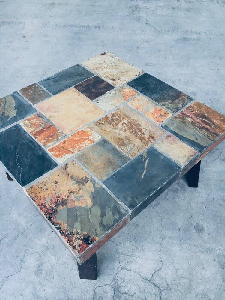 Brutalist Style Coffee Table in Slate Stone, 1970s