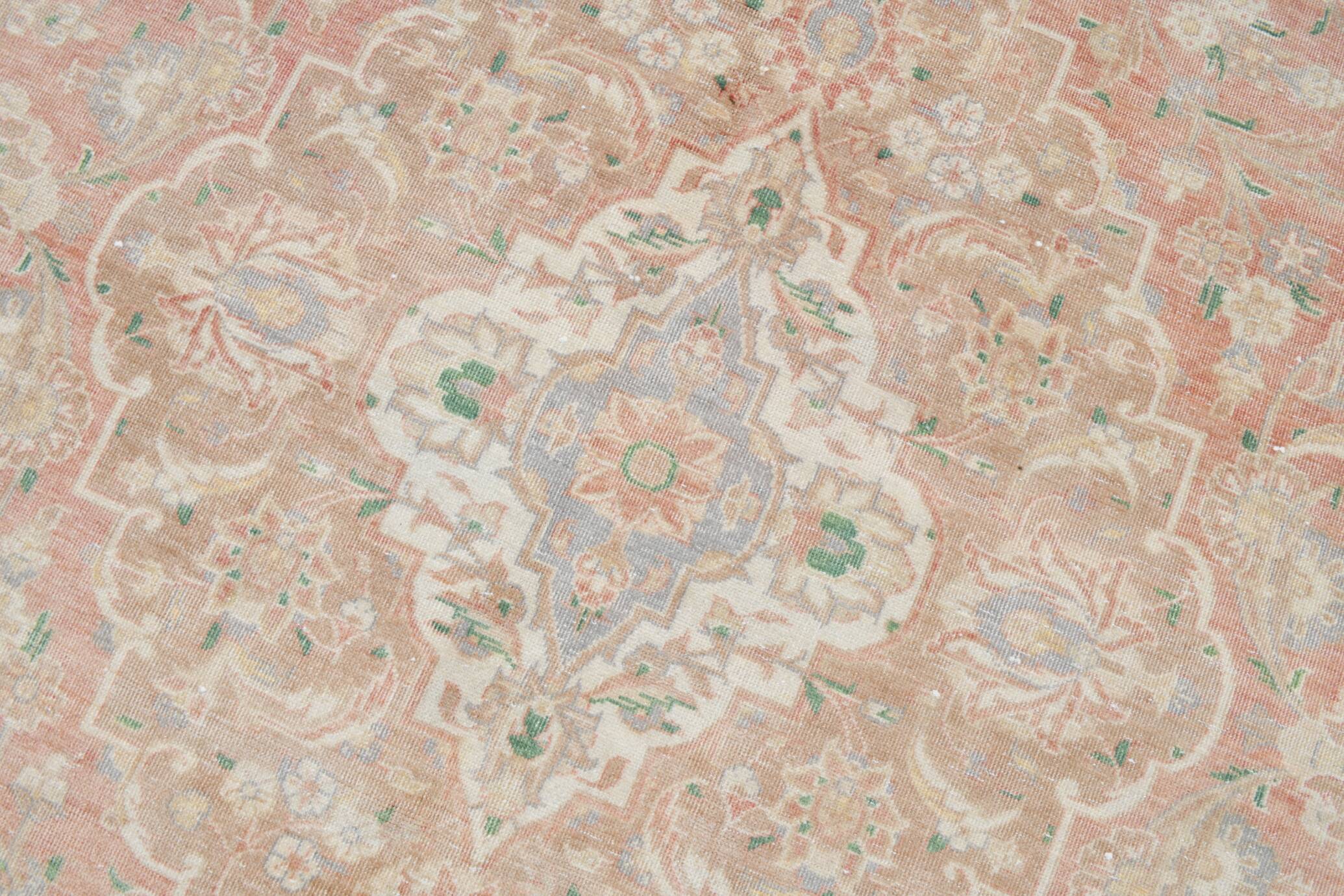 9x13 Blush Pink Vintage Persian Rug, Handmade Luxury Decor, 283x408 Cm