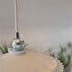 White scalloped opaline hanging and chrome metal sleeve