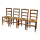 Set of 4 rush-seated chairs in cherry wood – late 19th century