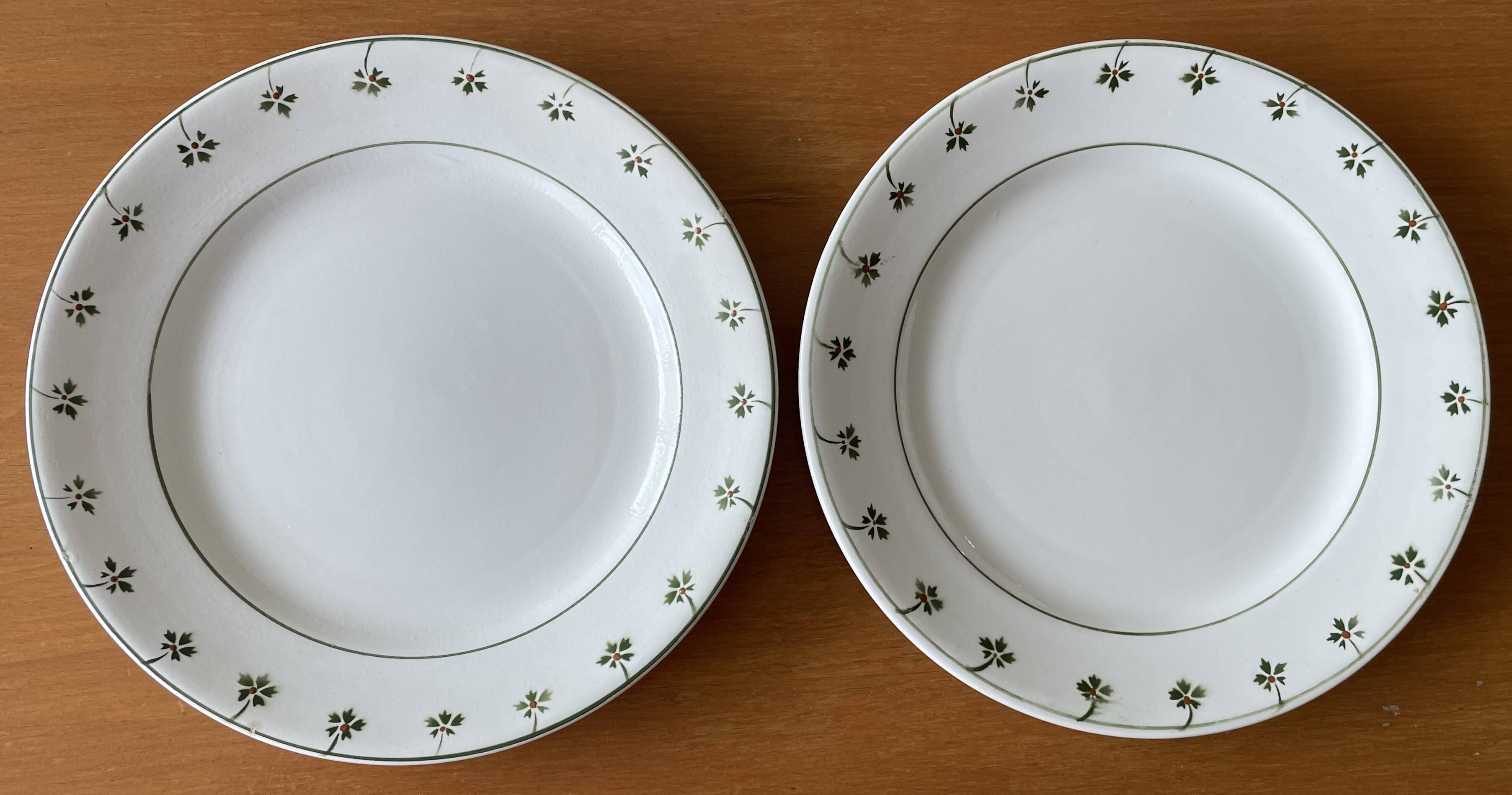 8 antique flat plates in Nimy earthenware
