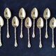 12 gold metal moka spoons Deetjen Model "Coffee Bean"