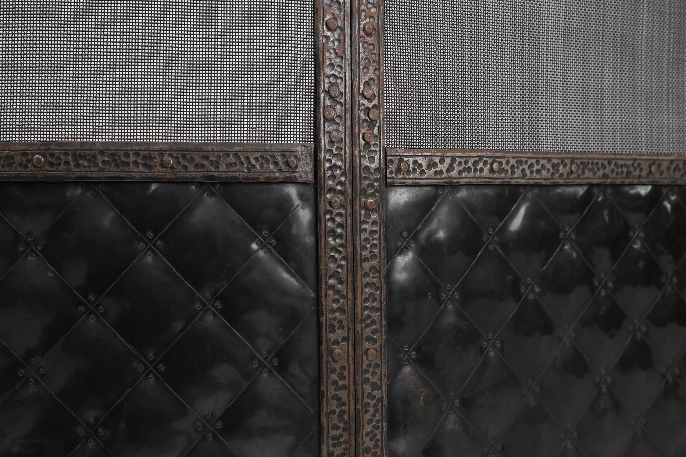 French Art Deco Wrought Iron Fireplace Screen, 1890s