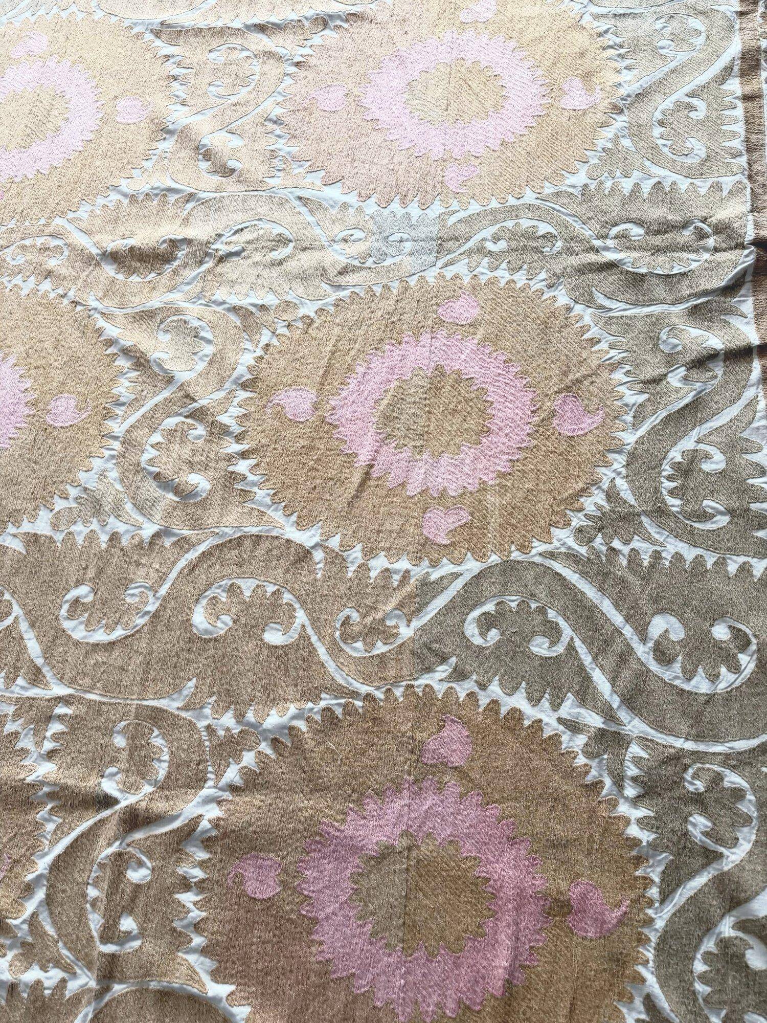 Vintage hand-embroidered Uzbek Suzani 244x335 cm