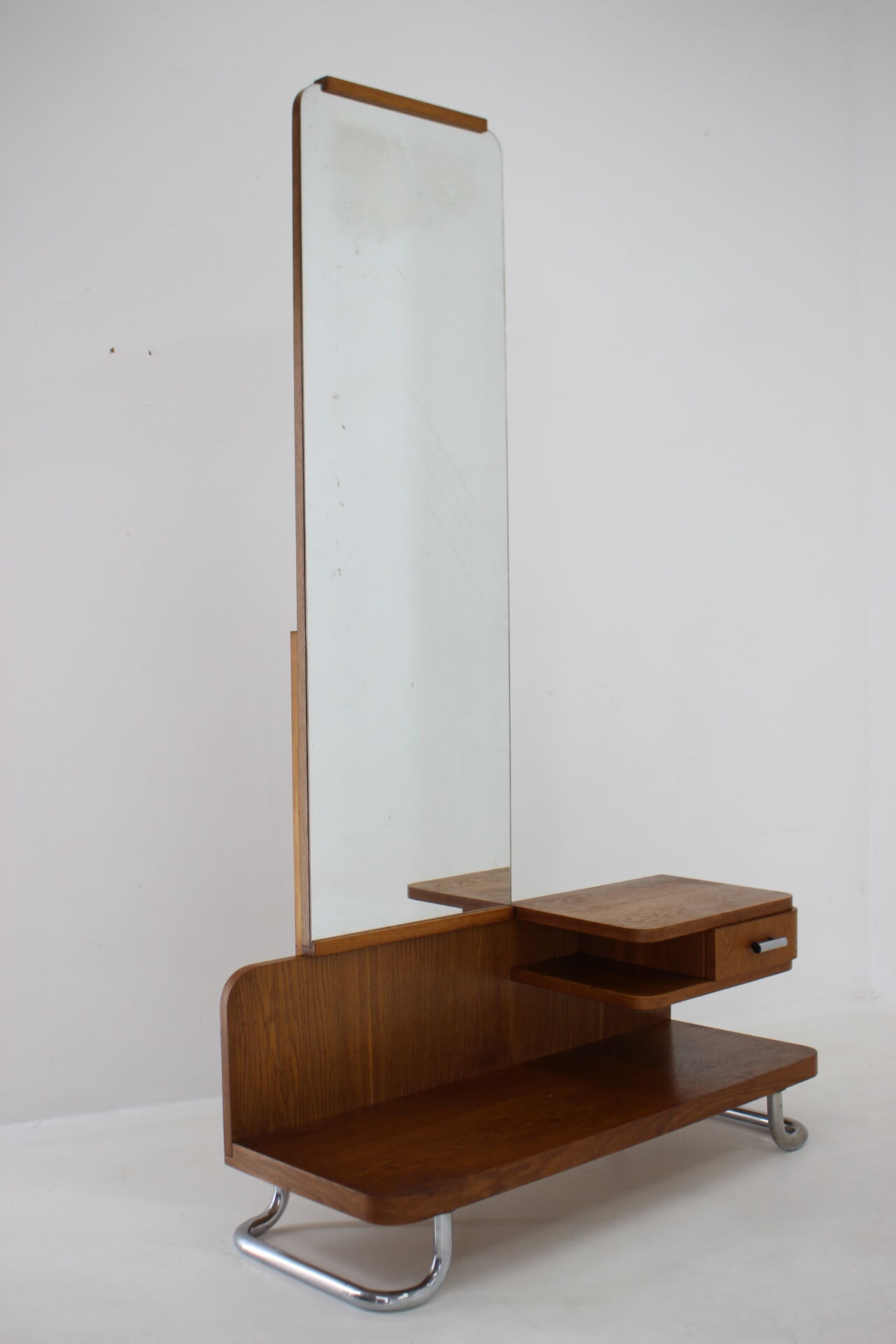 Miroir en chêne années 1950 Tchécoslovaquie 167x95cm