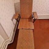 Folding rattan lounge chair, or chaise longue