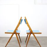 Mid-century Italian Wooden Dining Set of 5 in Blue