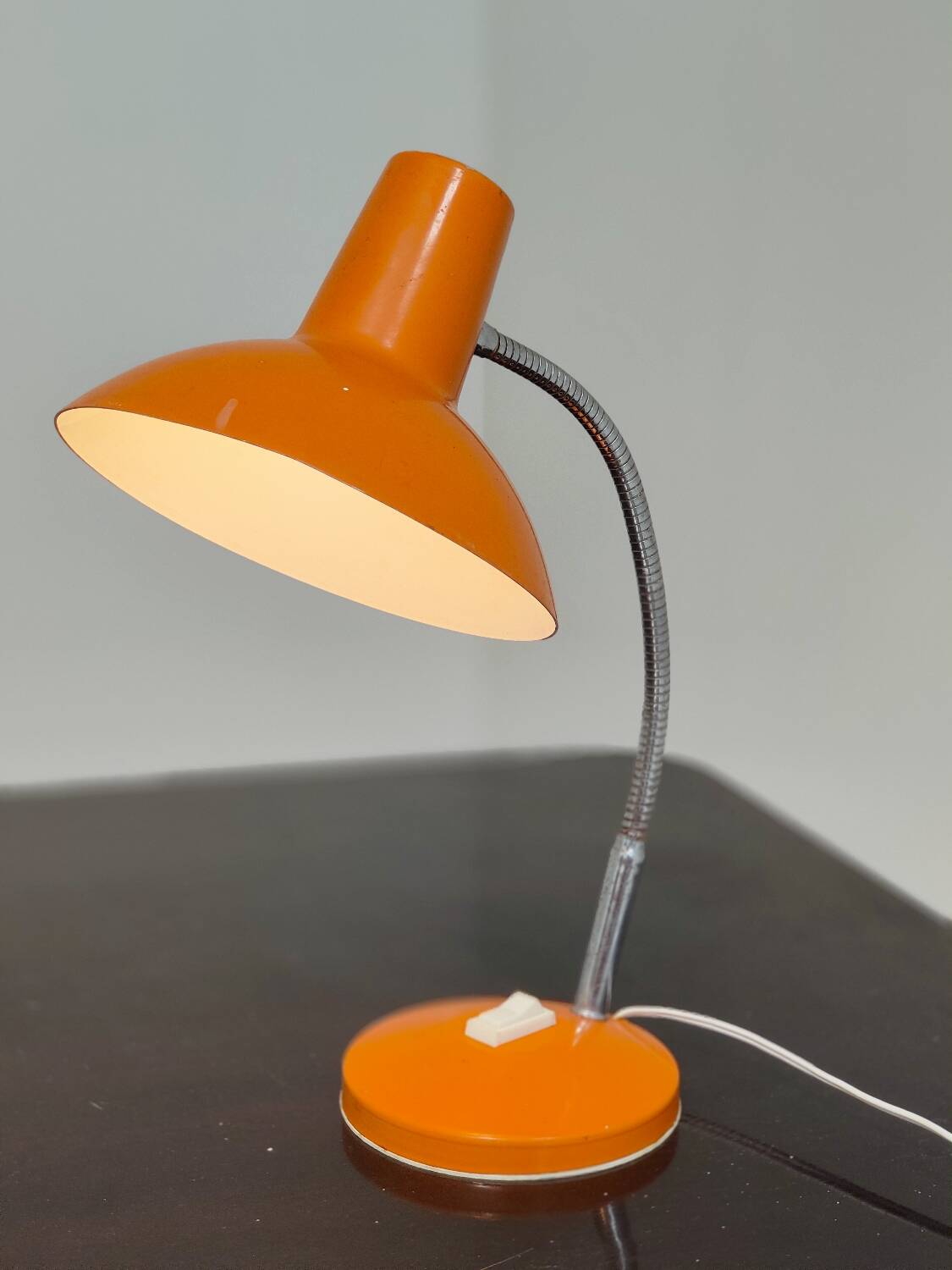 Orange and chrome articulated Cocotte lamp France 1970
