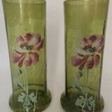 Pair of Legras vases in art nouveau enameled glass