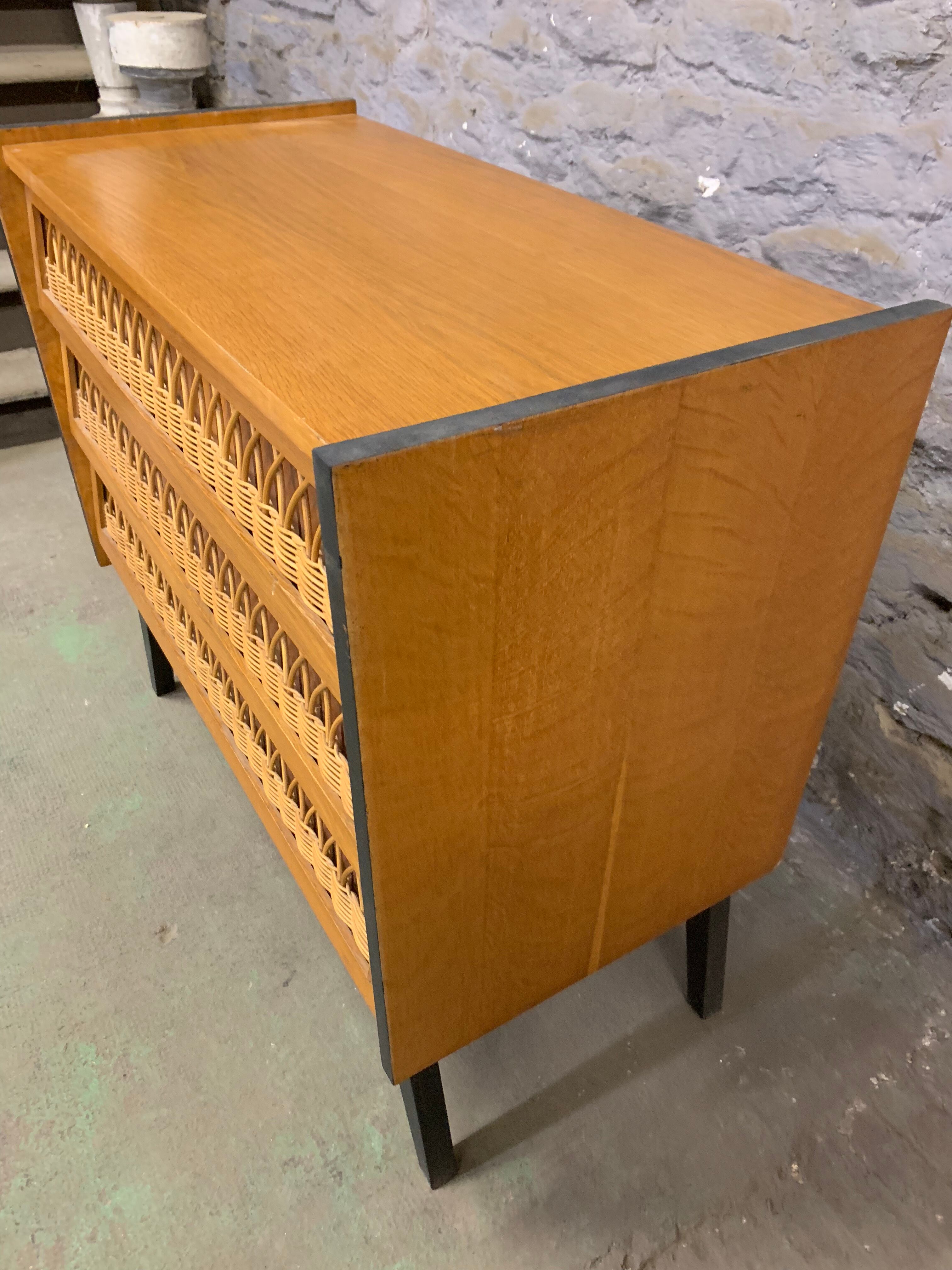 Old dresser oak and rattan 1960