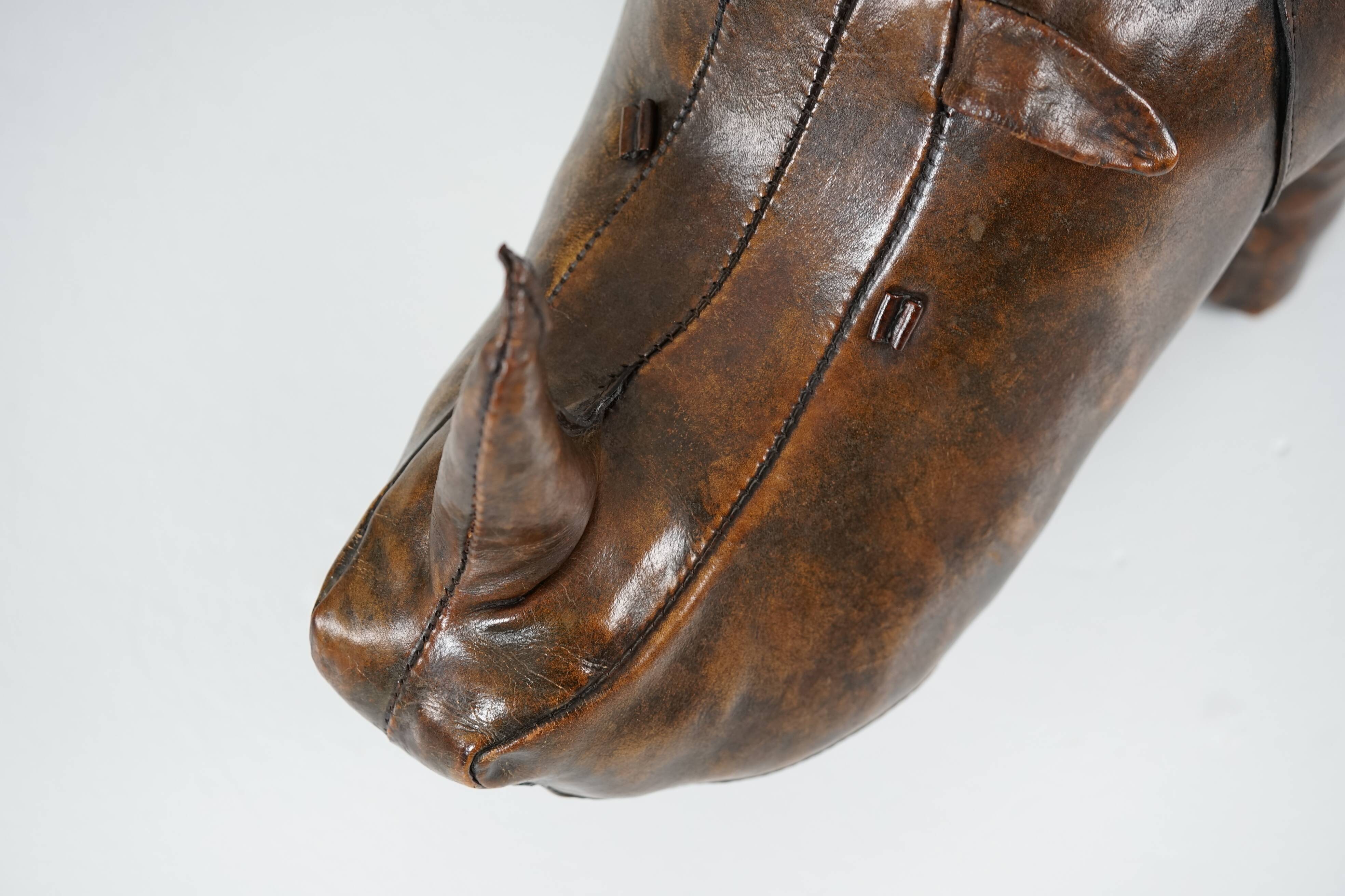 XL Rhinoceros Leather Footstool by Dimitri Omersa
