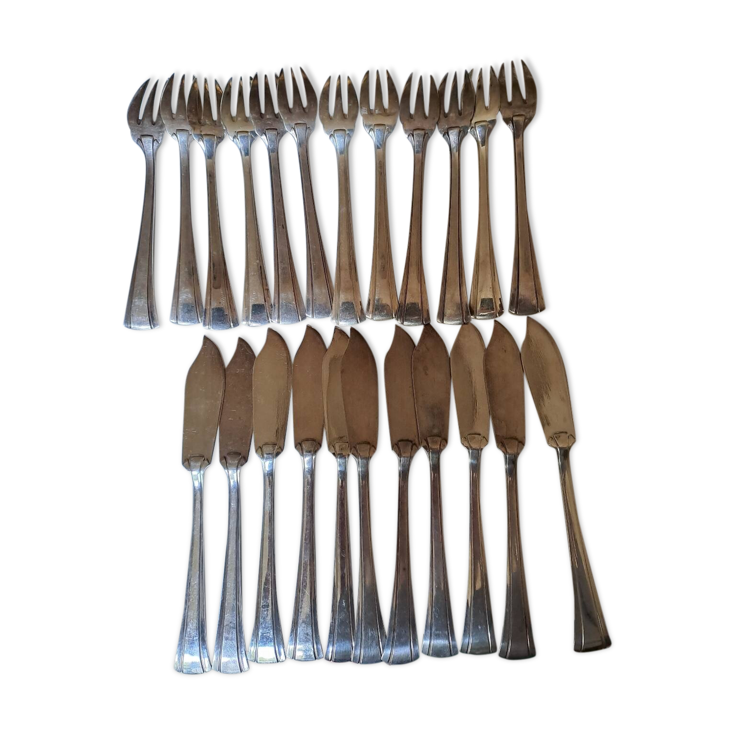 Silver metal fish service