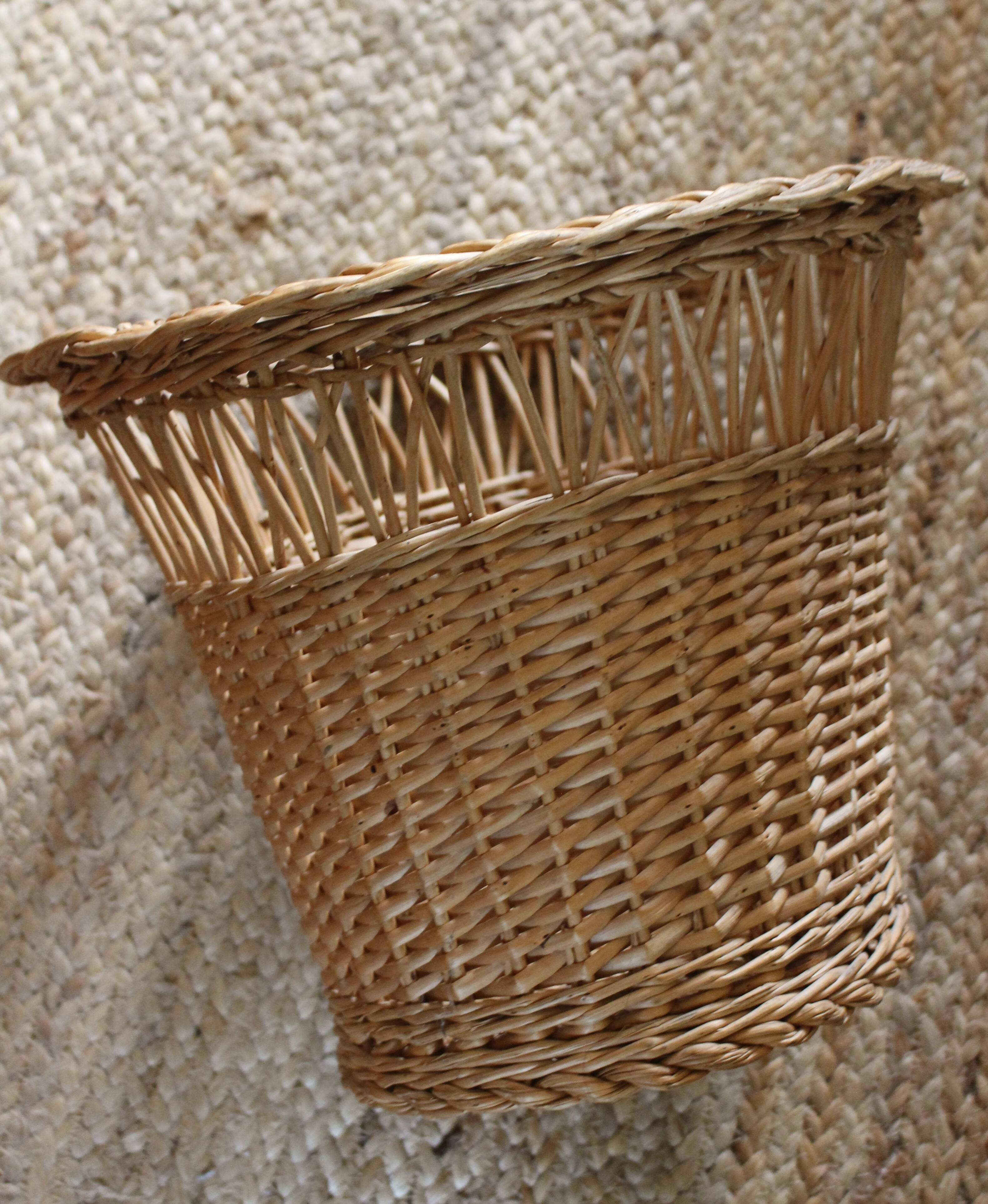 Vintage wicker willow paper bin
