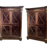 Cabinet, wardrobe or mahogany and ormolu wine bar in French Empire style with four doors.