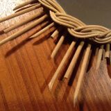 Rare little old Sun 1960 rattan mirror 35cm