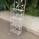 Industrial bookcase folding shelf in white wrought metal