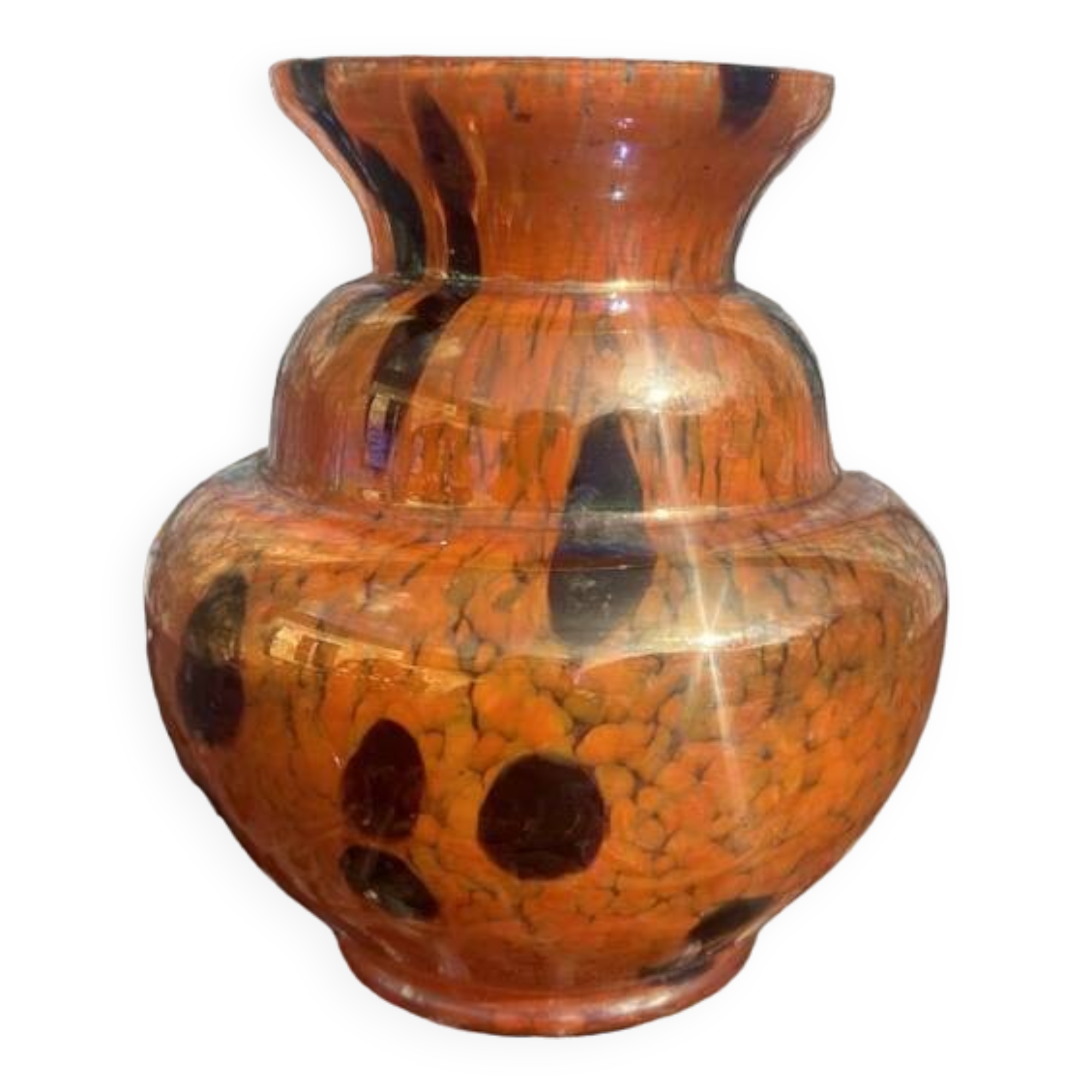 Orange Clichy vase from the Art Deco period