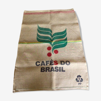 Burlap sack "Cafés do Brasil" with a red border