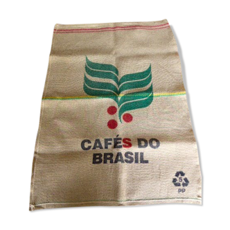 Burlap sack "Cafés do Brasil" with a red border