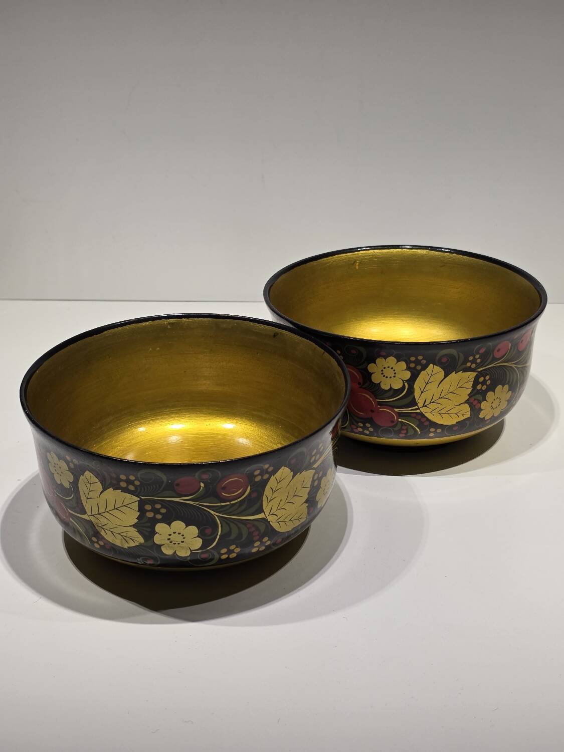 Lot de deux grands bols (coupelles) khokhloma époque Soviétique