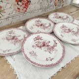 Lot de 5 assiettes plates début 20e Sarreguemines Modèle Fontanges