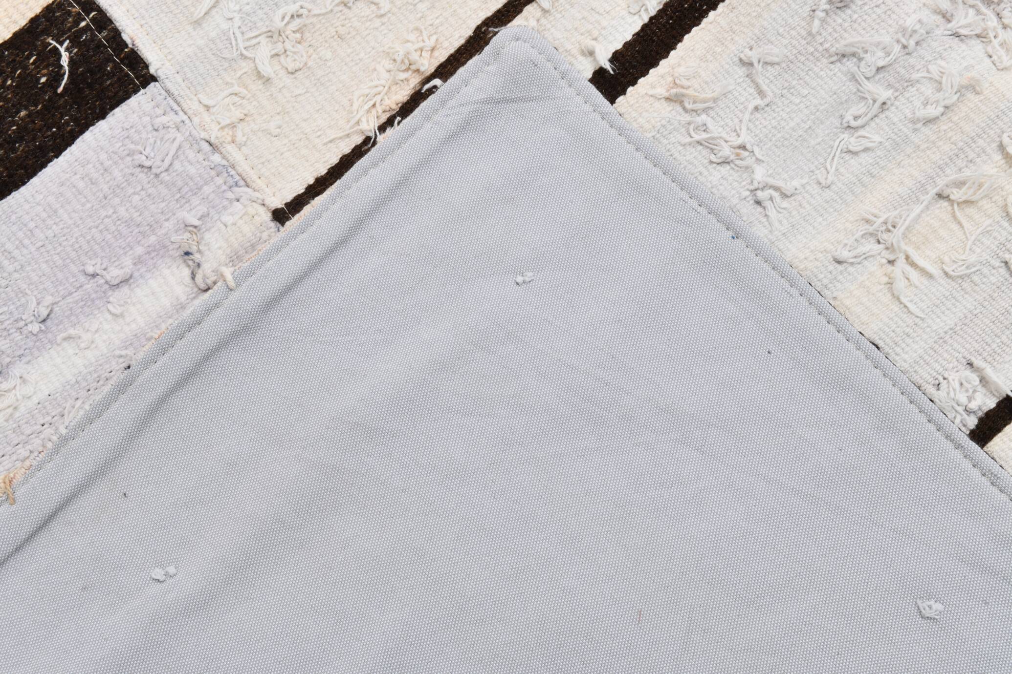 Cream & Brown Striped Vintage Kilim Rug, 204x279Cm