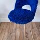Chair in royal blue moumoute and brass legs 60s