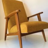 Fauteuil vintage jaune moutarde