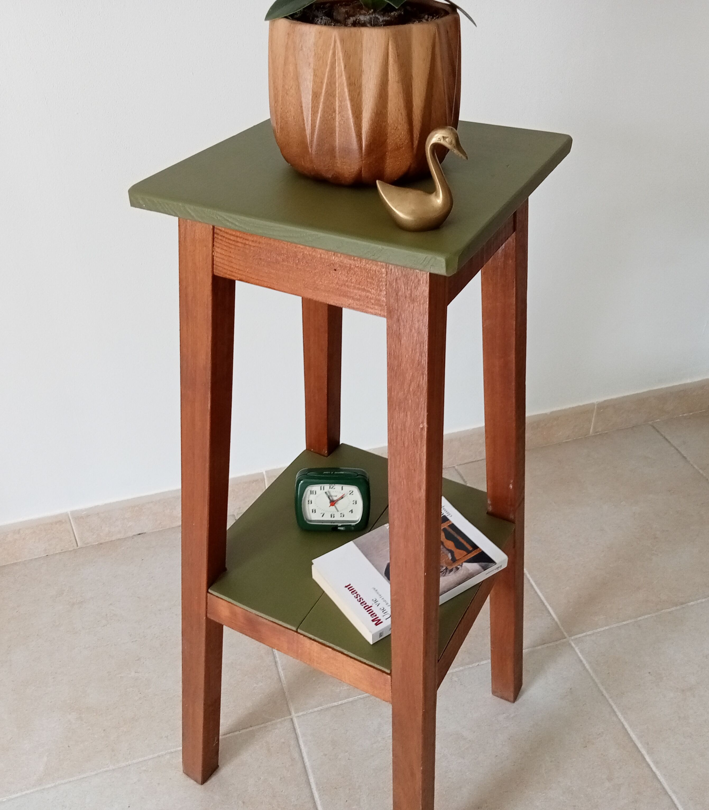 Vintage solid wood high stool