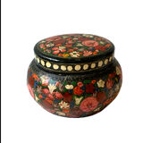 Old large lacquered box vintage flowers