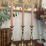 Set of three vintage brass candlesticks