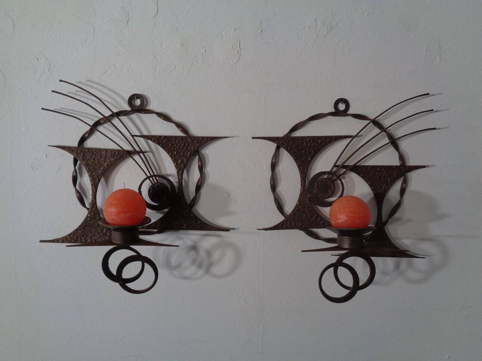 Brutalist Iron Candleholders by Henrik Horst, Denmark, 1960s, Set of 2