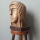 Handcrafted sculpture of the head of Christ in elm.