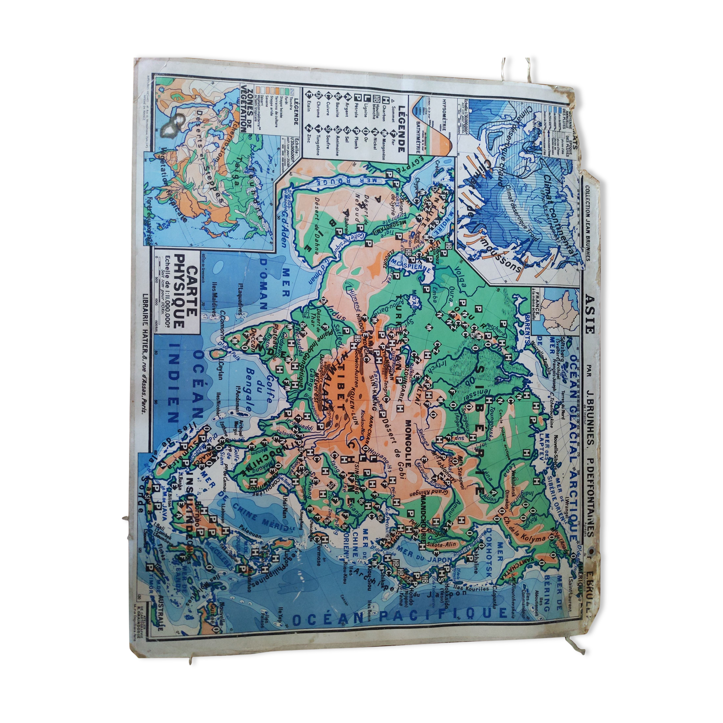 Old map Hatier Asia lablache vidal