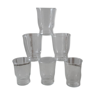 Lot de 6 verres à eau gravés années 50