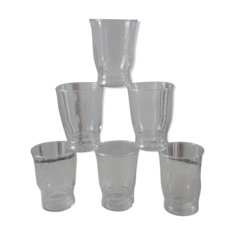 Set of 6 water glasses engraved 50s