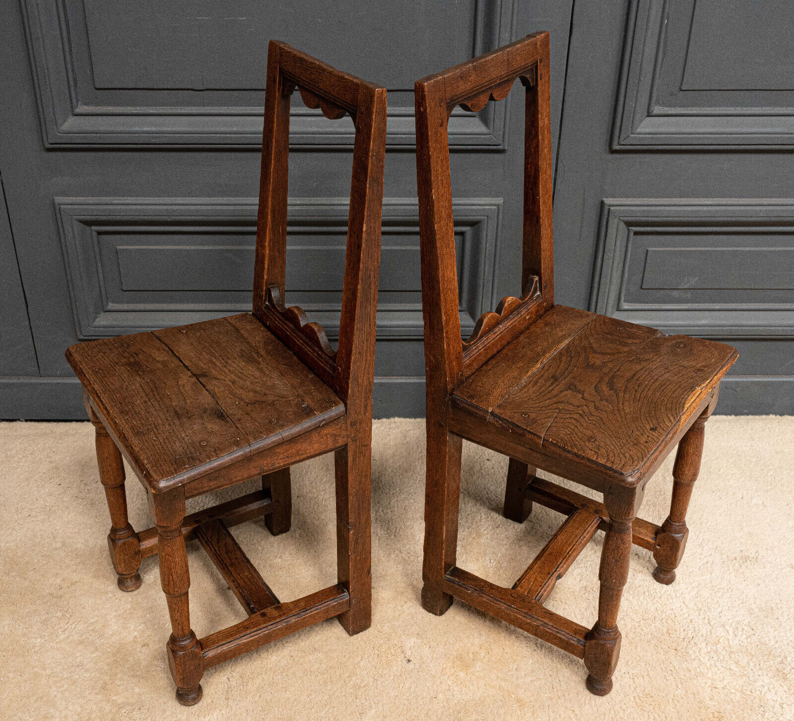 Pair of Lorraine chairs in oak late seventeenth early eighteenth