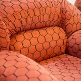 Vintage living room, club style, composed of a 3-seater sofa and 2 armchairs, 1970s