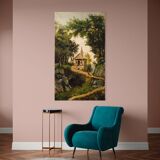 Tableau paysage de campagne huile sur toile du 19ème siècle