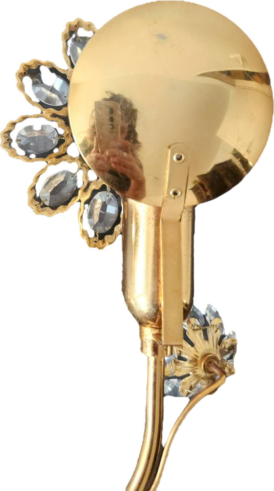 Palwa Hollywood Regency vergoldet Wandlampe Messing Swarovski Kristallen